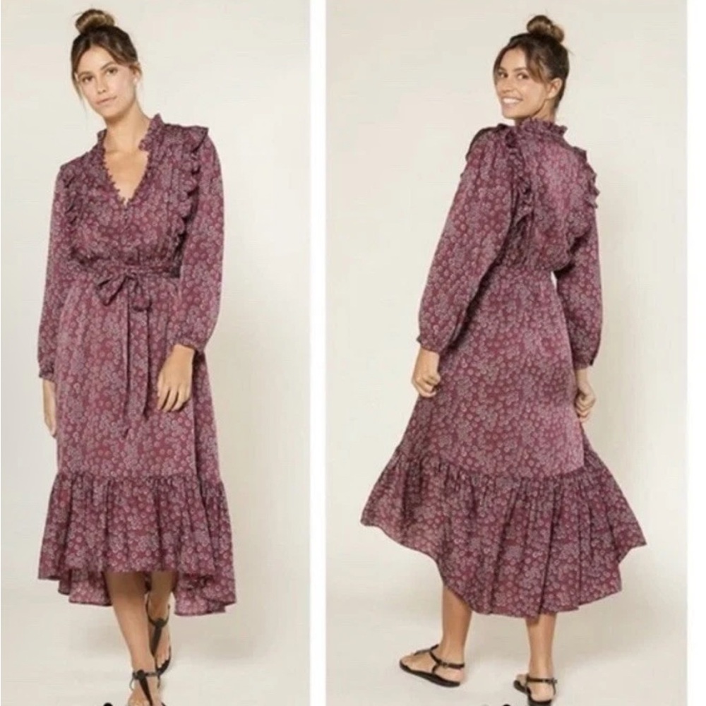 Outerknown Organic Cotton Stardust Long Sleeve Midi Dress Women Size Medium NEW